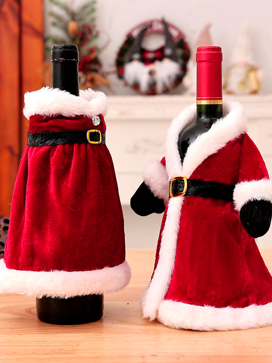 Фото товара 24689, новогодний чехол на бутылку комплект 2 шт