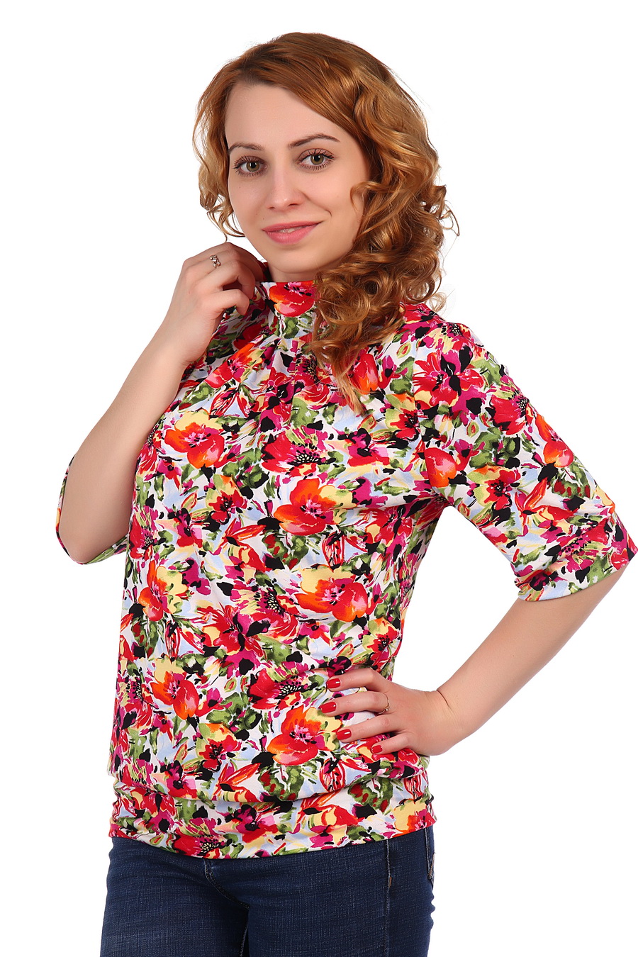 Фото товара 18285, цветастая блузка 