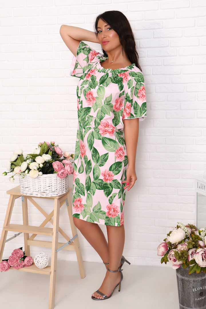 Фото товара 20424, летнее платье с листьями